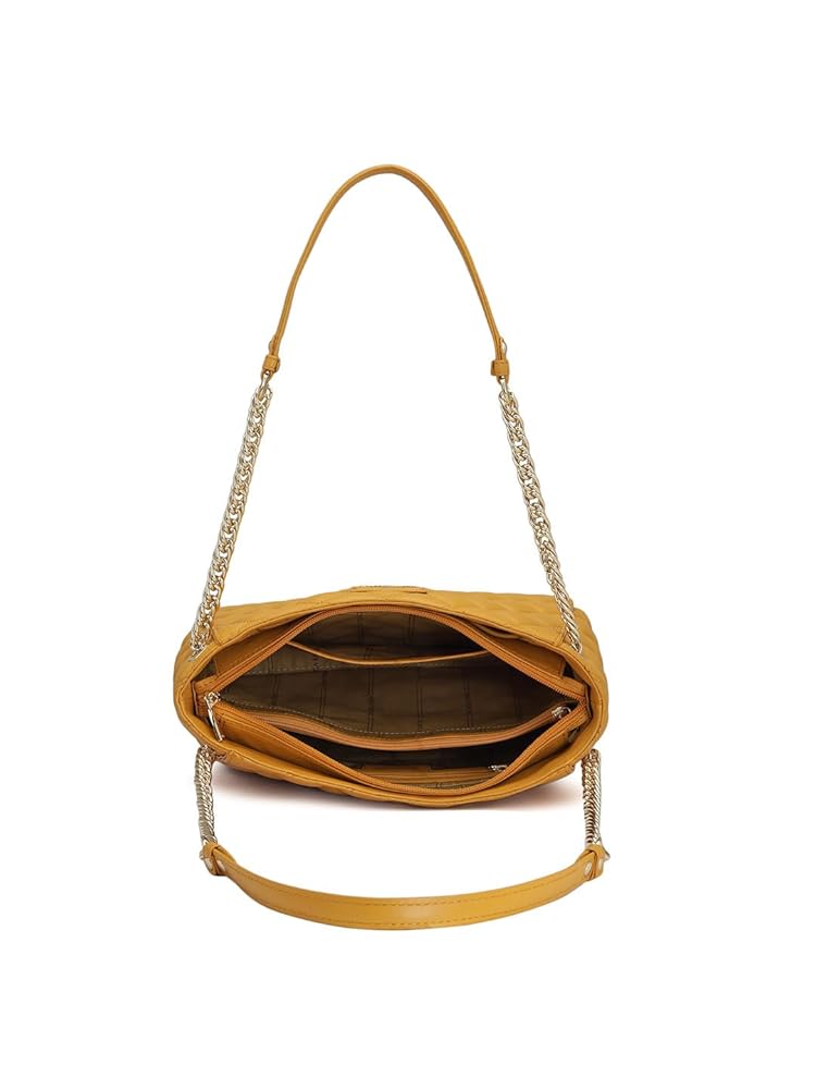 Da Milano Genuine Leather Yellow Shoulder Bag (OR-3010